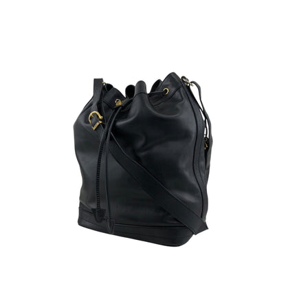 CELINE Gancini Drawstring Shoulder bag Black Vintage 4g3rt5