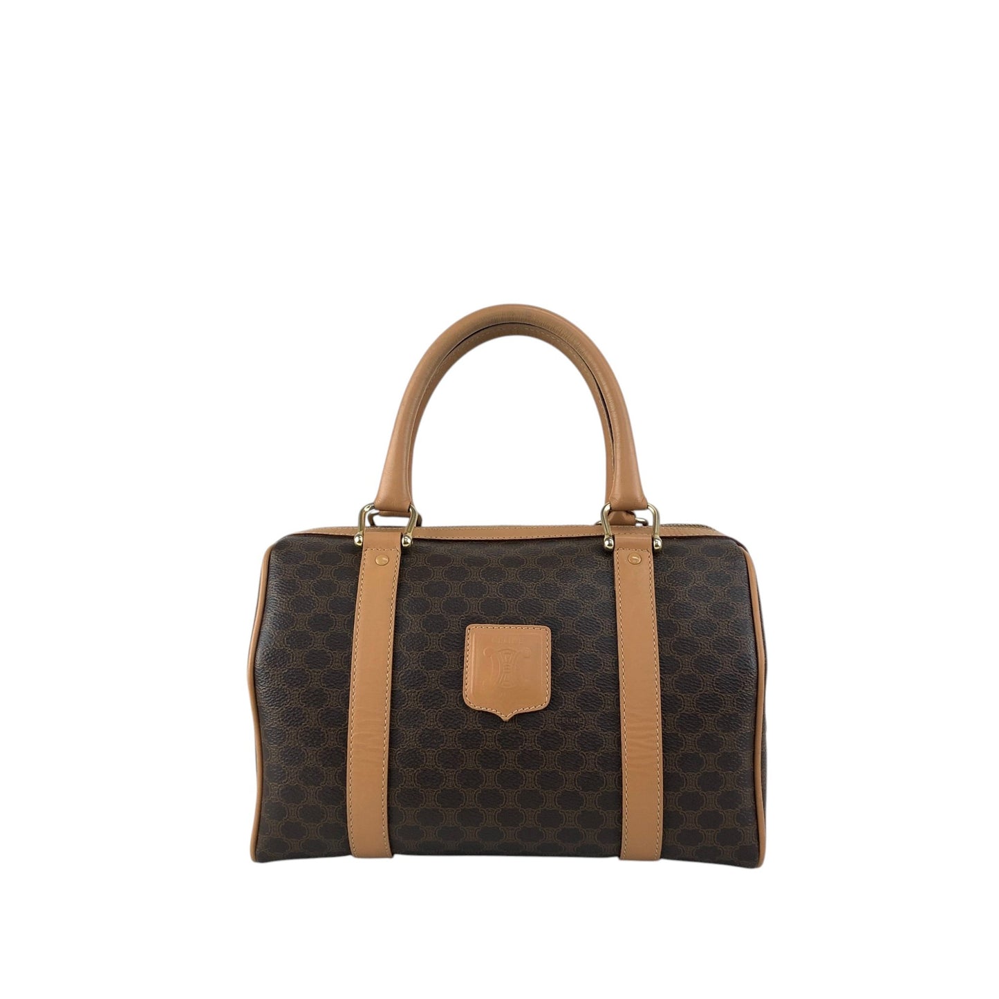 CELINE Macadam Small Boston bag Handbag Brown Vintage 2iu55c