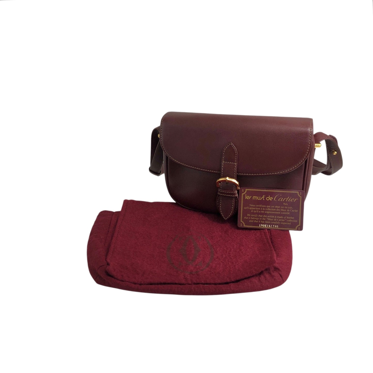 Cartier Front Buckle Shoulder bag Bordeaux Vintage vtcync