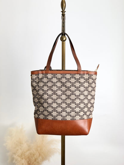 CELINE Triomphe Totebag Brown Vintage 38764j