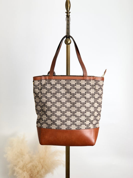 CELINE Triomphe Totebag Brown Vintage 38764j