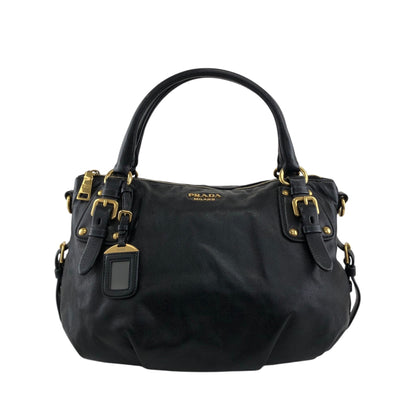 PRADA Logo Handbag Black Vintage jkn44z
