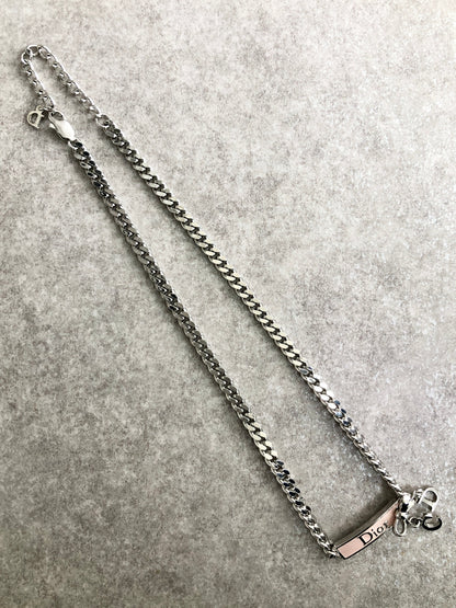 Christian Dior Logo Motif Necklace Silver Vintage ydrizh