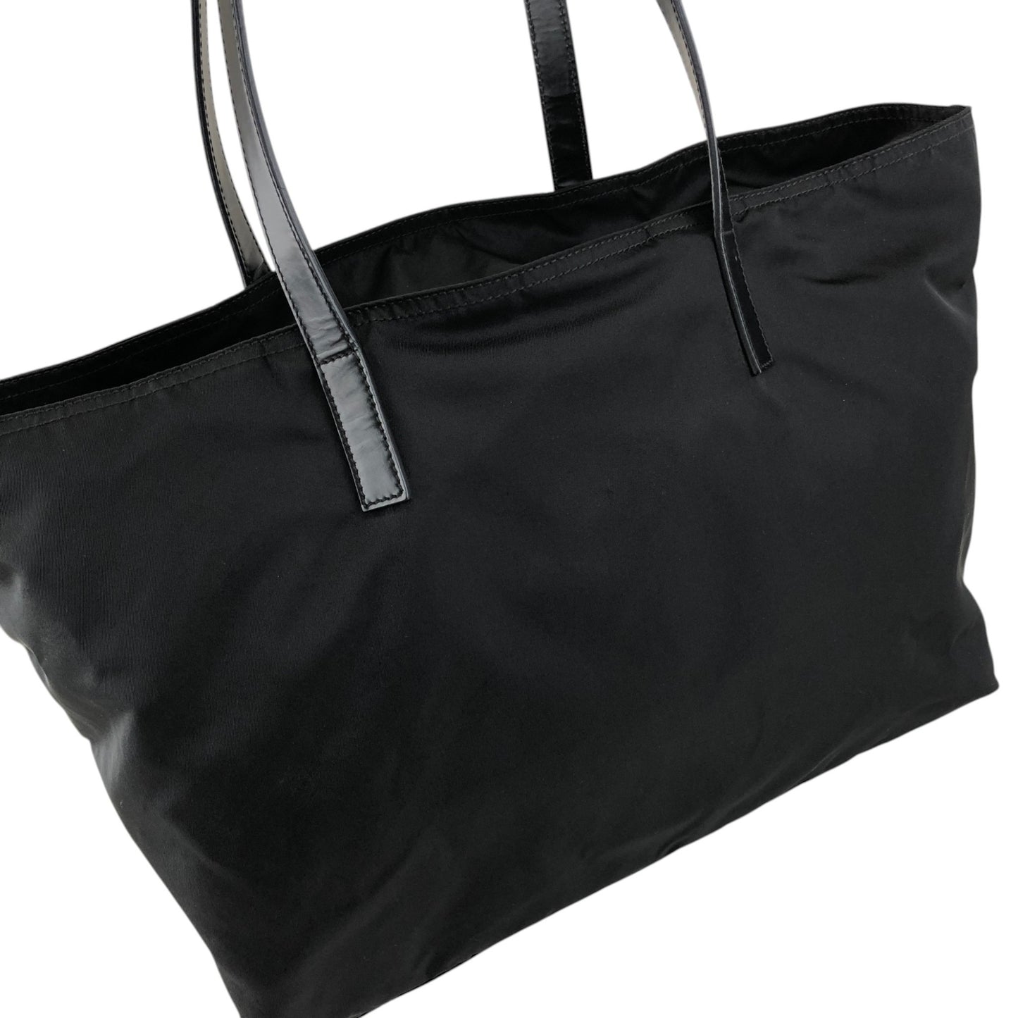 PRADA Tessuto Triangle Logo Totebag Black Vintage naaxd3