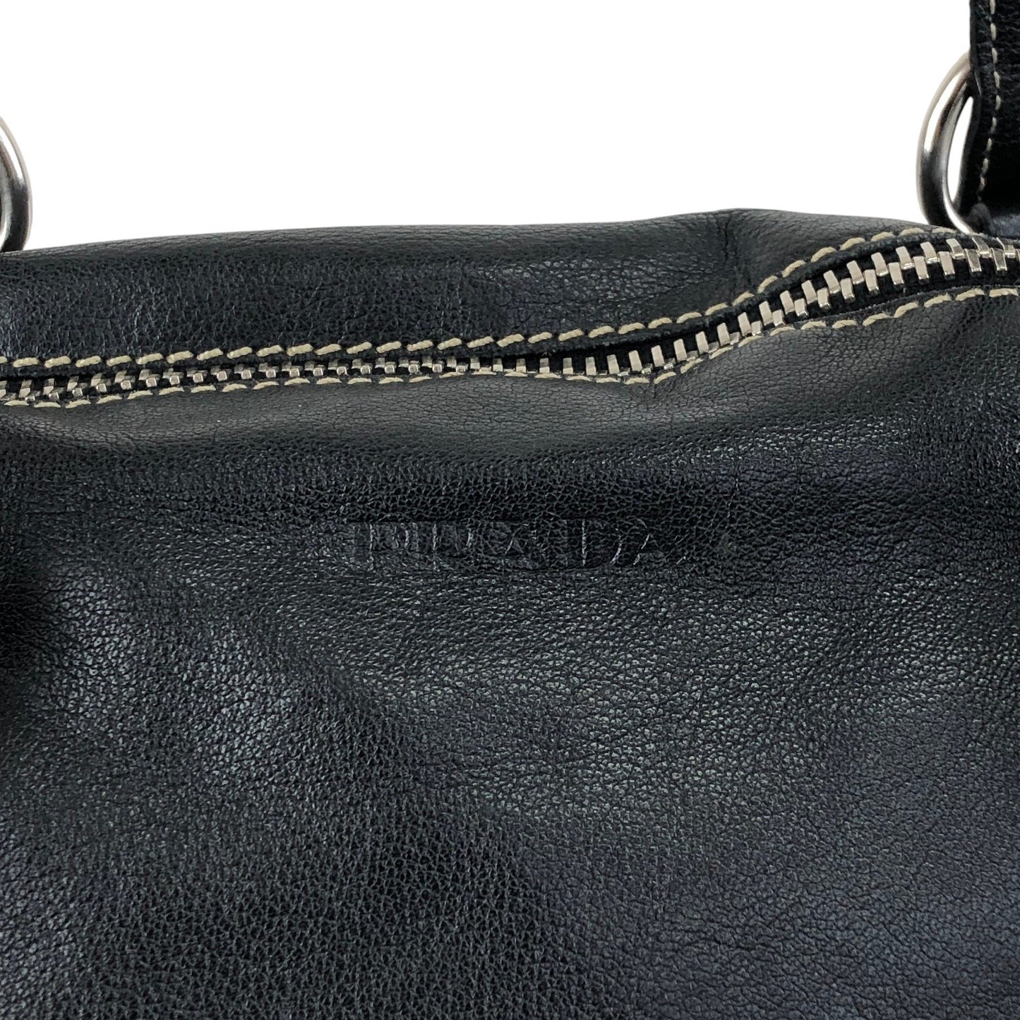 PRADA Logo Embossed Belt Handbag Black Vintage m8shz4