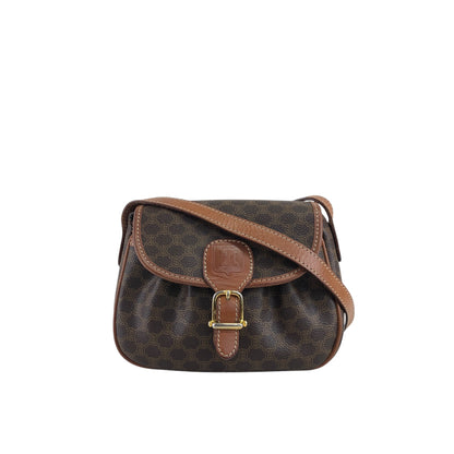 CELINE Macadam Blason Front Buckle Shoulder bag Brown Vintage baktxn