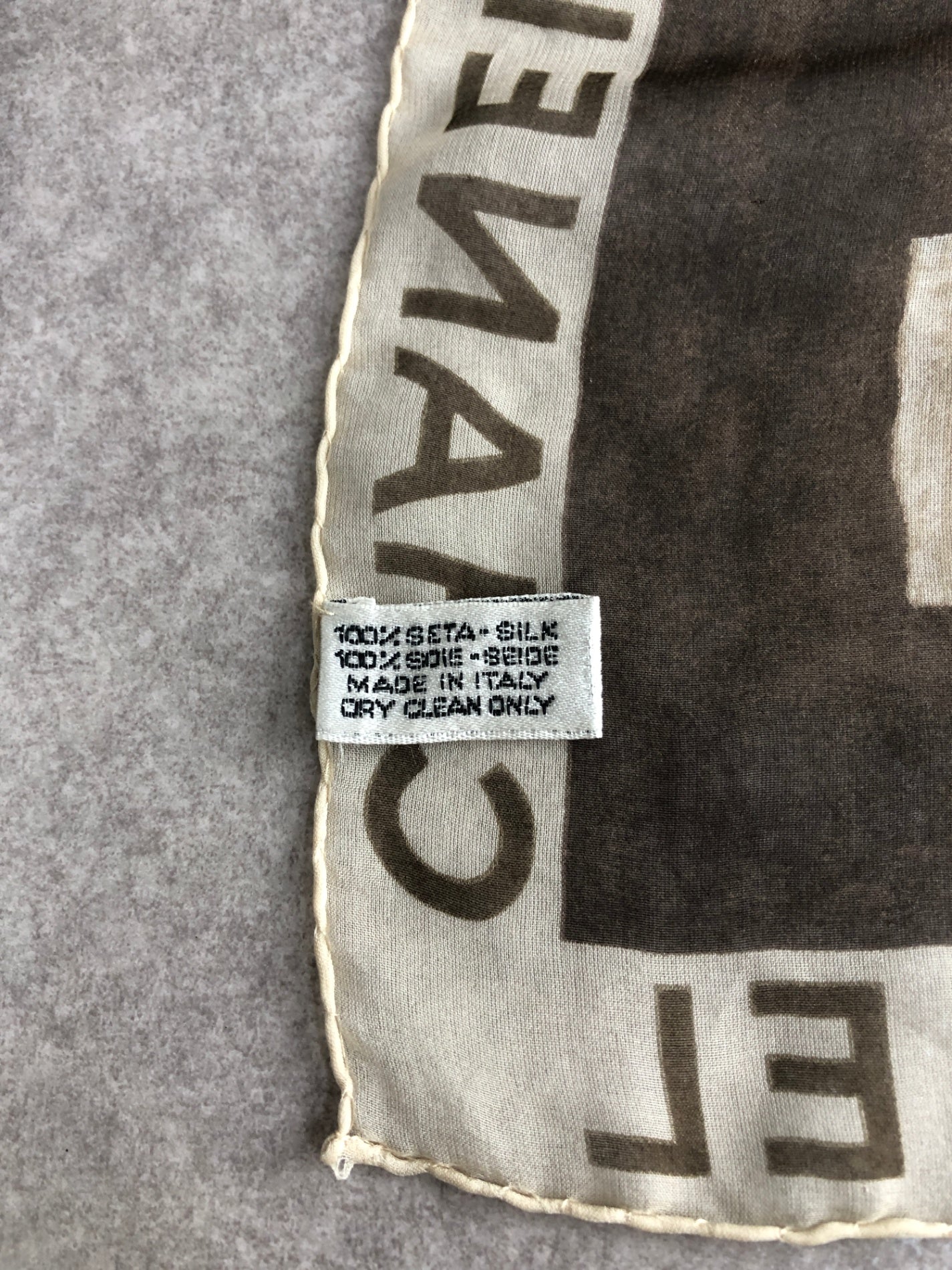 CHANEL Coco Mark Silk Scarf Brown Vintage 6hb3rf