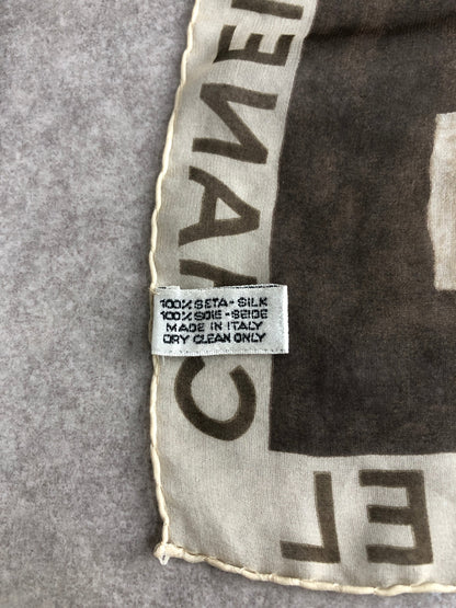 CHANEL Coco Mark Silk Scarf Brown Vintage 6hb3rf