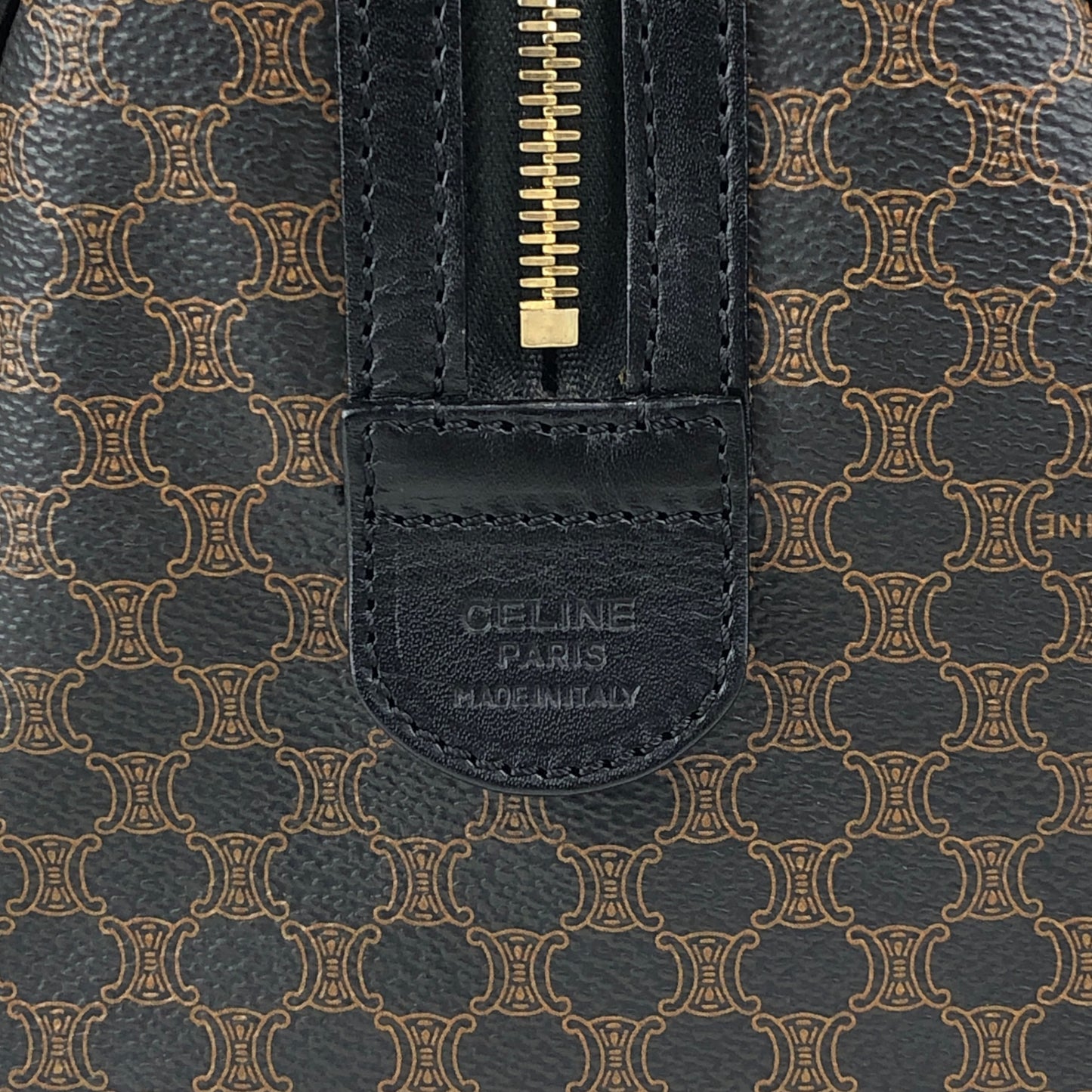 CELINE Macadam Blason Small Boston bag Handbag Black Vintage 5whgfy