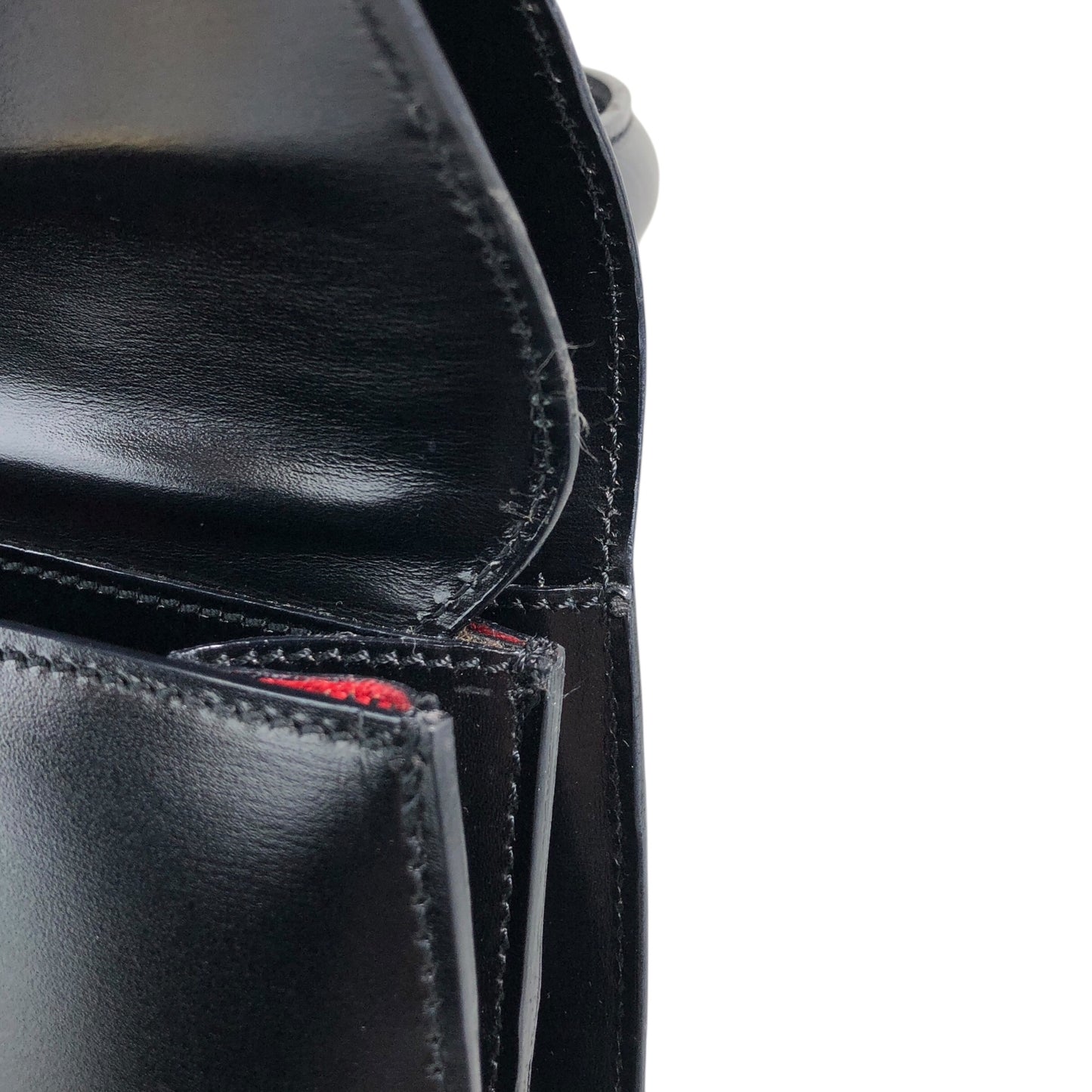 CELINE Gancini Double Flap Handbag Black Vintage j7dwju