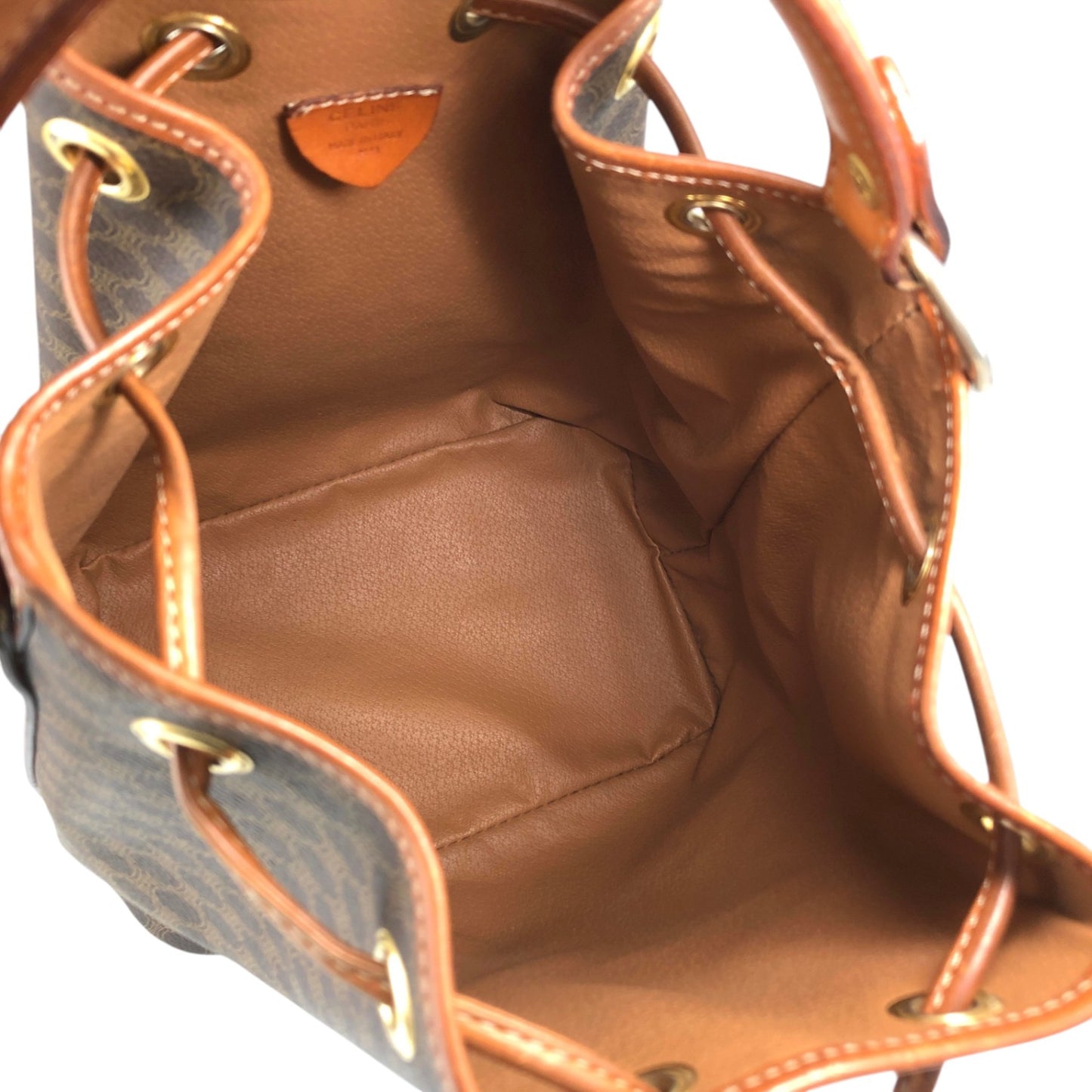 CELINE Macadam Two-way Drawstring Handbag Shoulder bag Brown Vintage ifb2i4