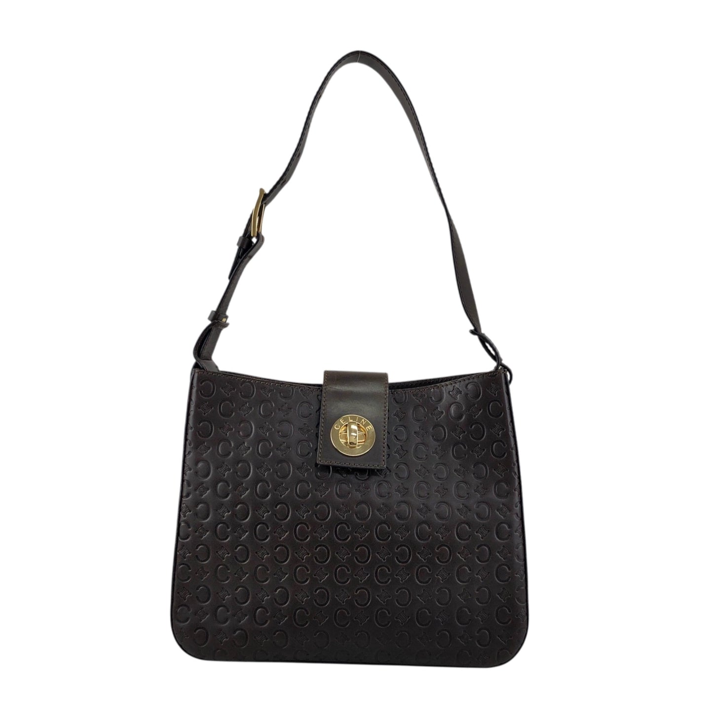 CELINE Blason Turn Lock Shoulder bag Brown Vintage txixub