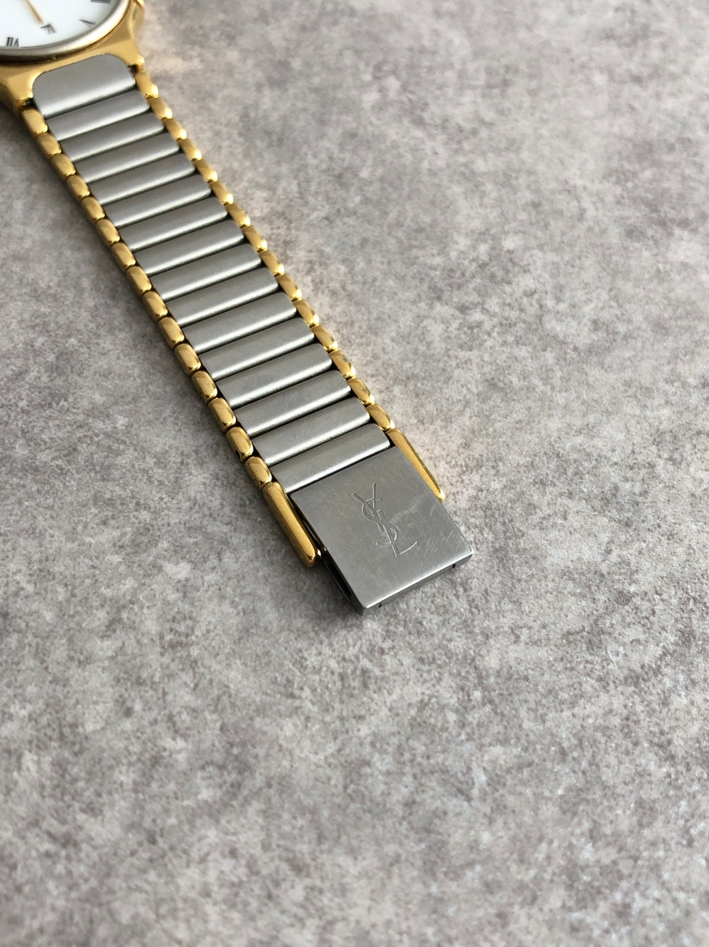 Yves Saint Laurent YSL Logo Watch Silver 345010 Vintage mg725r