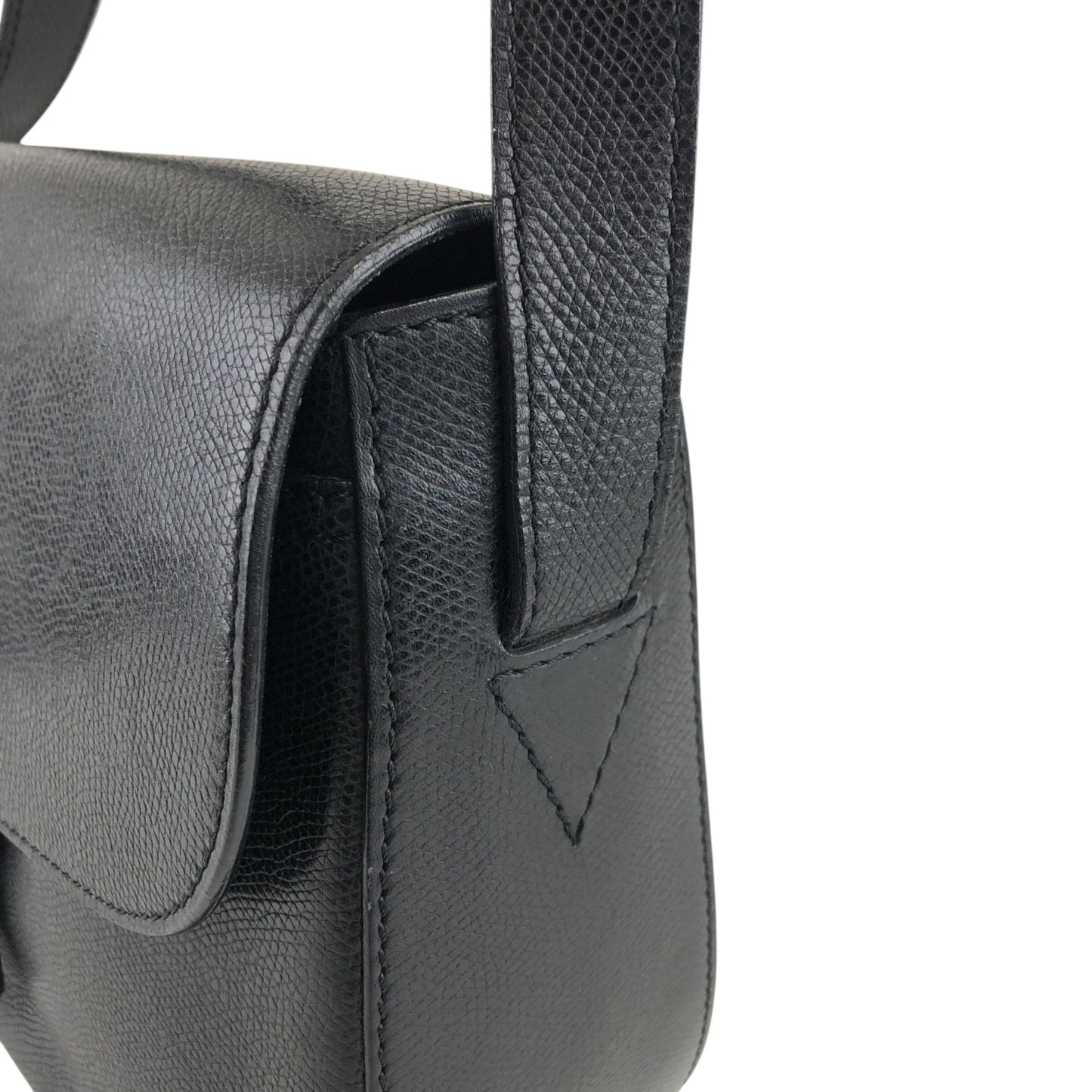 CELINE Logo Embossed Shoulder bag Black Vintage 4r7t24