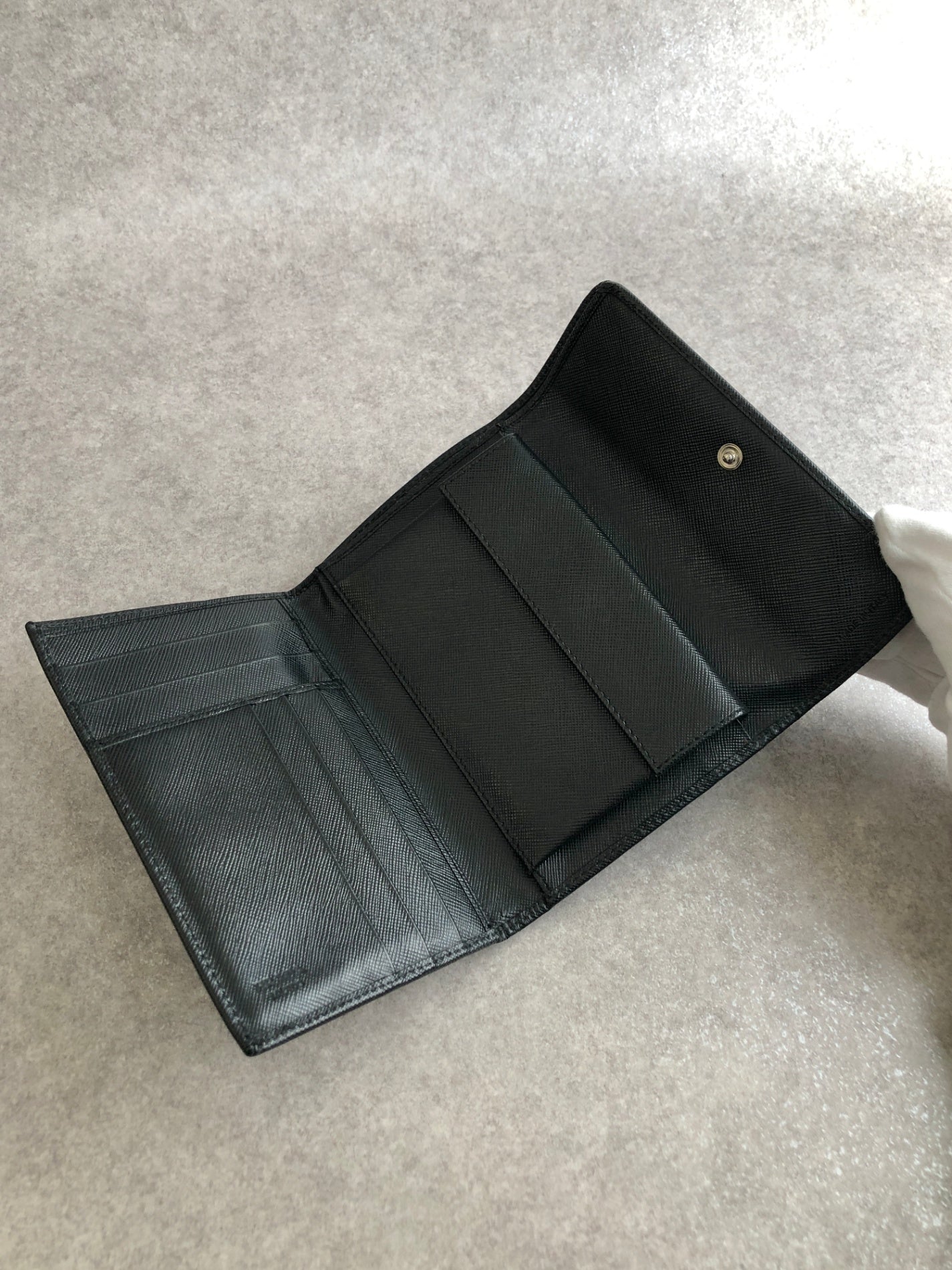PRADA Logo  Folded Wallet Black Vintage gfnuwt