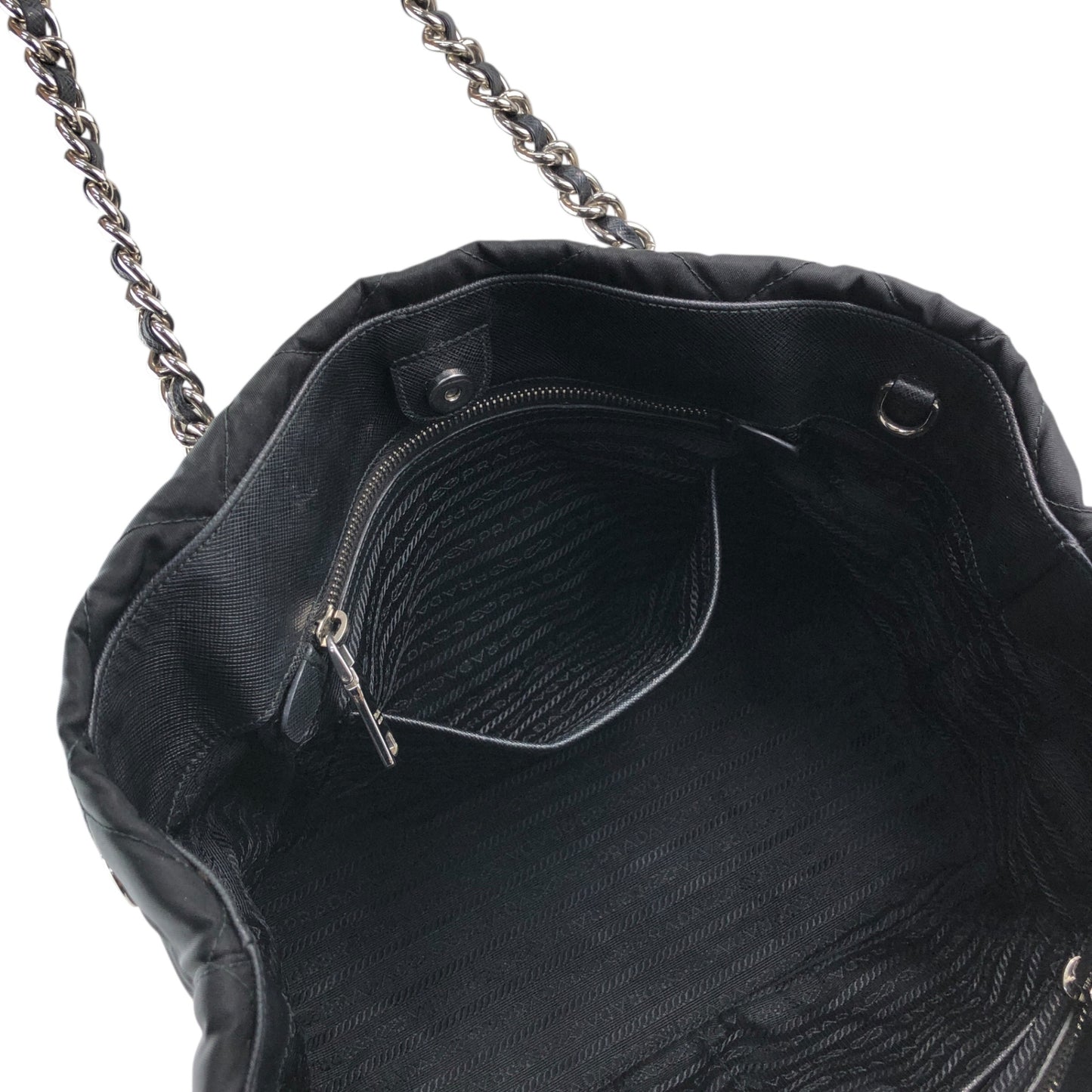 PRADA Triangle Logo Handbag Chain Shoulder bag Black 1BG740 Vintage vfbw8x