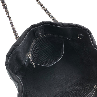 PRADA Triangle Logo Handbag Chain Shoulder bag Black 1BG740 Vintage vfbw8x