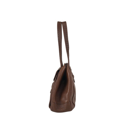 PRADA Triangle Logo Front Buckle Handbag Boston bag Brown Vintage v46bhc