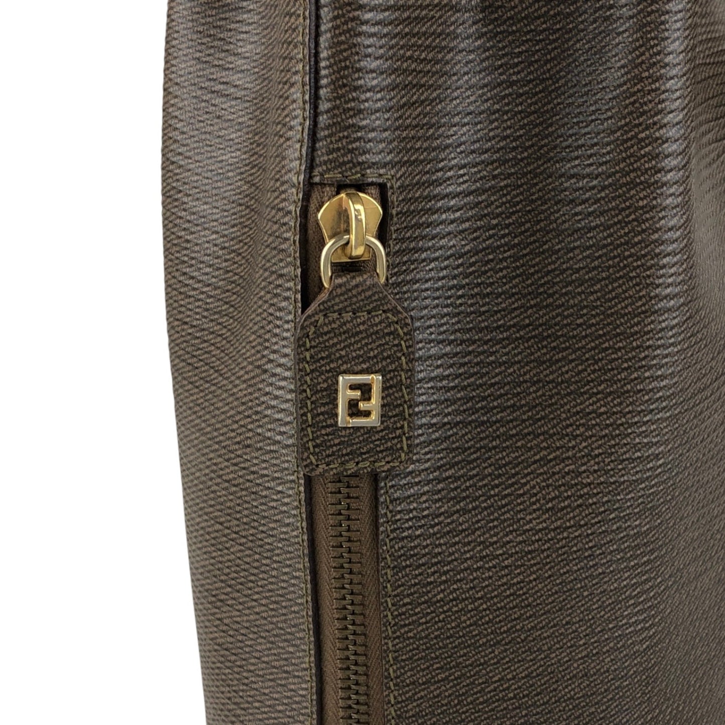 FENDI Logo  Drawstring Shoulder bag Brown Vintage z6vszr