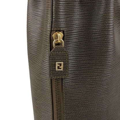 FENDI Logo  Drawstring Shoulder bag Brown Vintage z6vszr