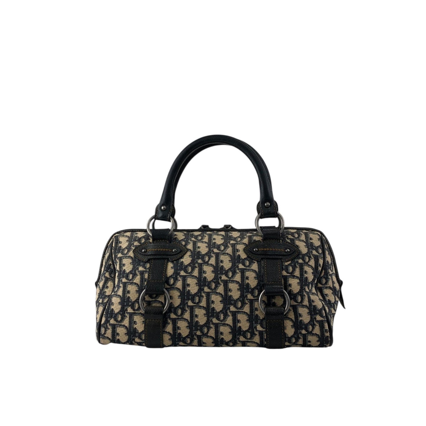 Christian Dior Trotter Small Boston bag Handbag Navy Vintage yrrvj3