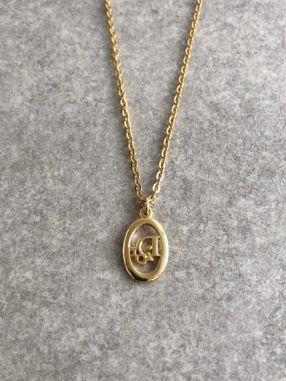 Christian Dior Logo Necklace Gold Vintage b3nfby
