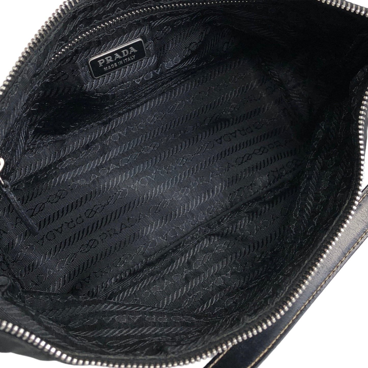 PRADA Triangle Logo Nylon Small Handbag Hobobag Black Vintage nviikd