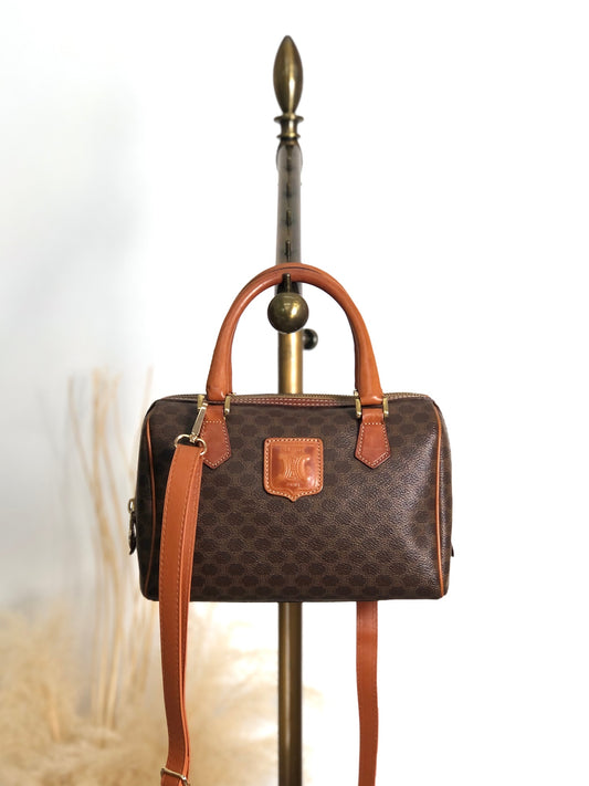 CELINE Macadam Blason Two-way Small Boston bag Shoulder bag Brown Vintage raubfw