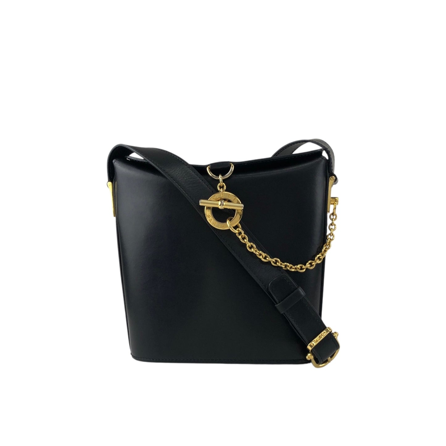 CELINE Circle Logo Shoulder bag Black Vintage x6z5t3