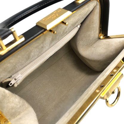 Christian Dior Metal Clasp Handbag Black Vintage 7ncfjz