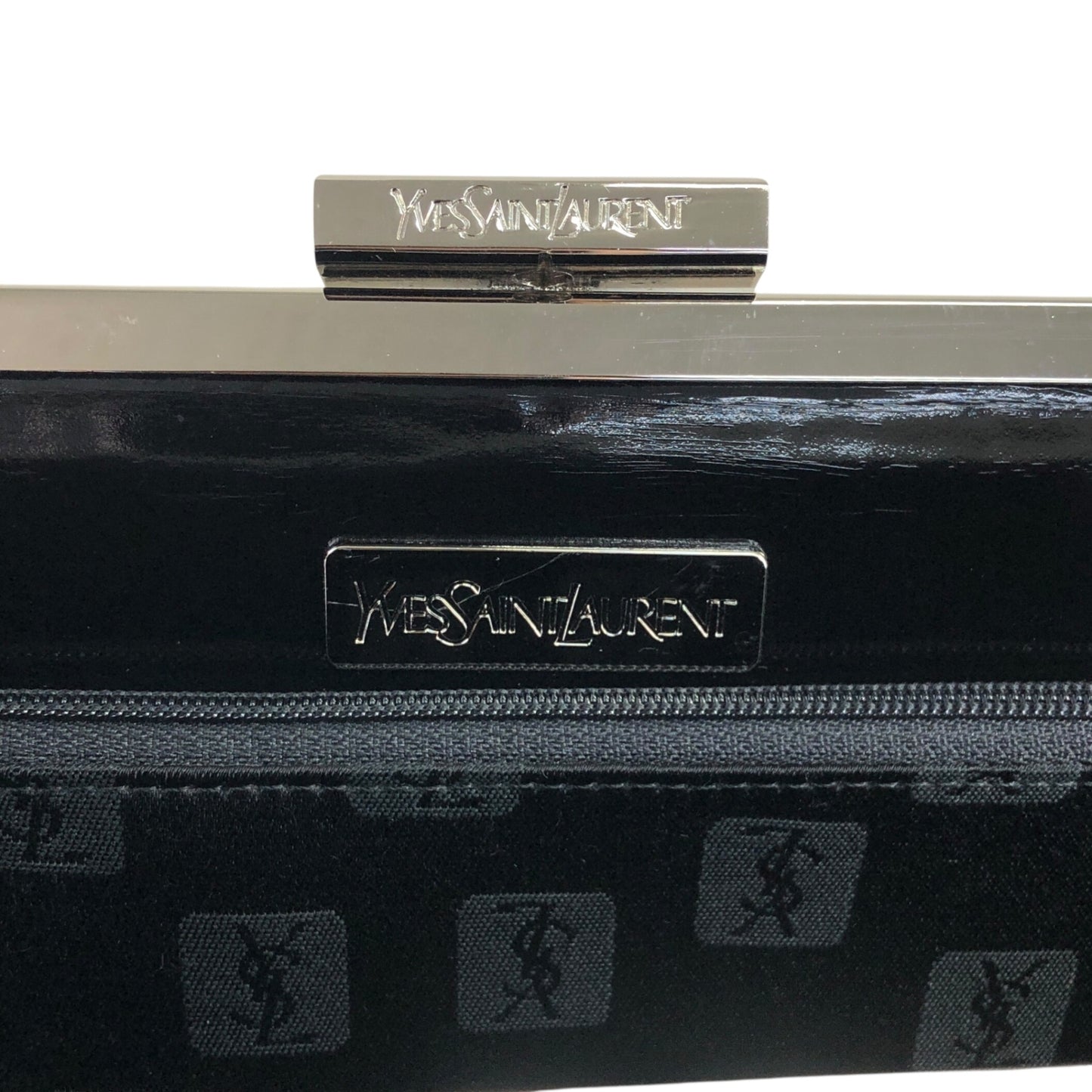 Yves Saint Laurent Metal Clasp Handbag Black Vintage km5h88
