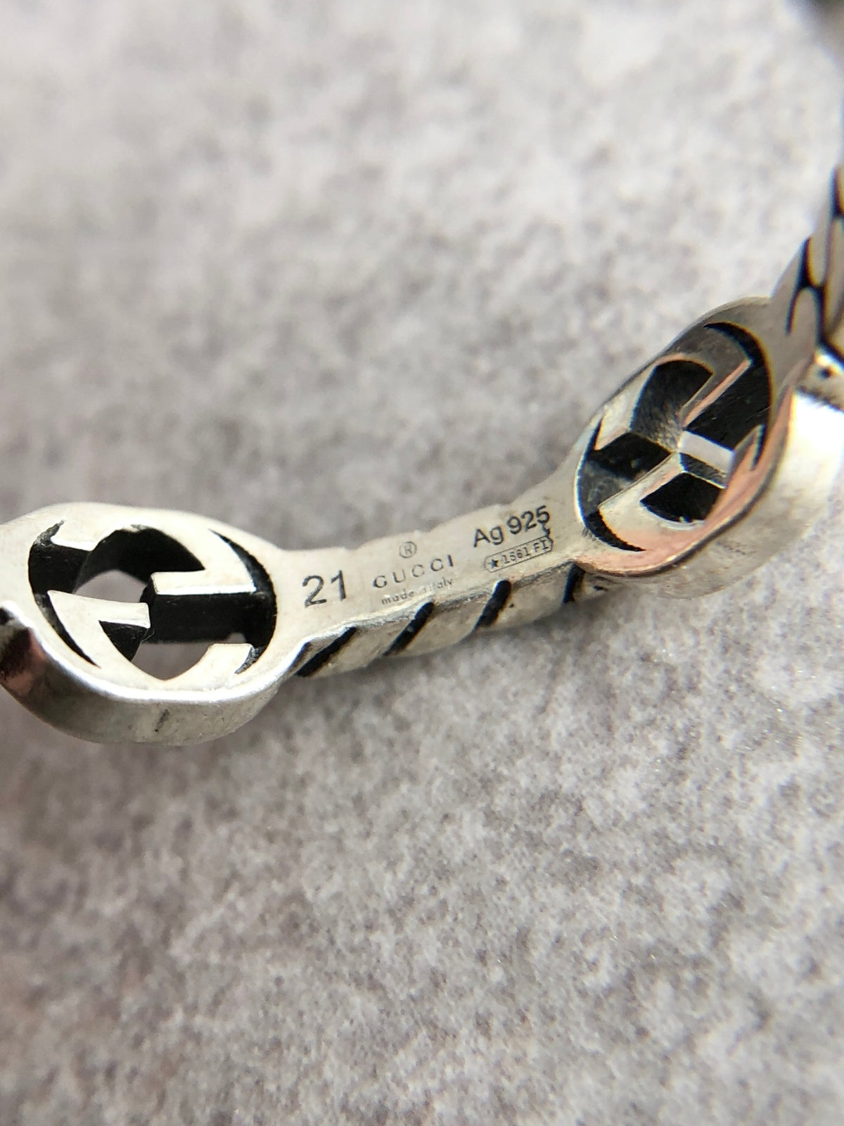 GUCCI Interlocking SILVER925 Ring Silver Vintage 3fubvp
