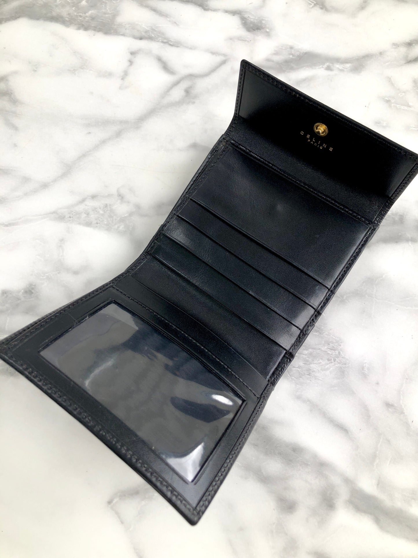 CELINE Macadam Blason Folded Wallet Black Vintage xtw4xv