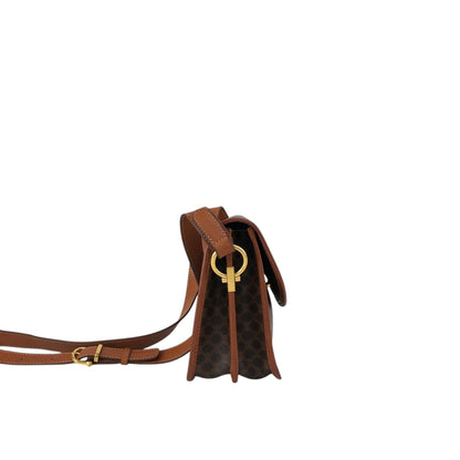 CELINE Macadam Gancini Shoulder bag Brown Vintage dkdrvy
