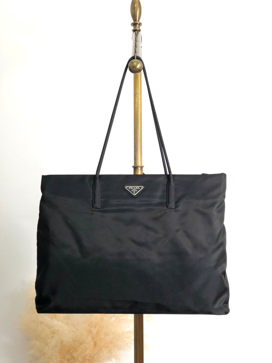 PRADA Tessuto Triangle Logo Totebag Black Vintage mi5jiw