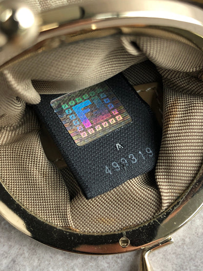 FENDI Zucchino Metal Clasp Coin Purse Beige Vintage fk2n4w