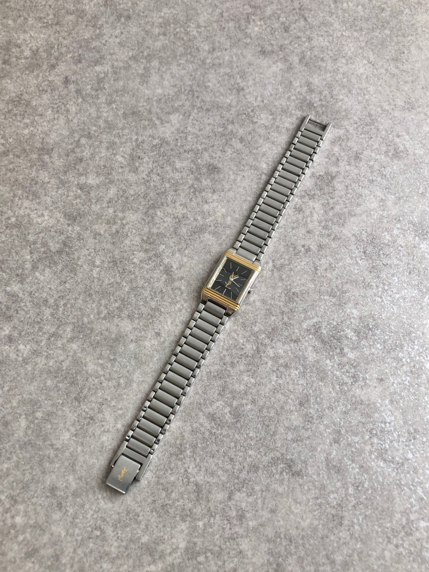 Yves Saint Laurent YSL Logo Watch Silver×Gold Vintage 7umegi