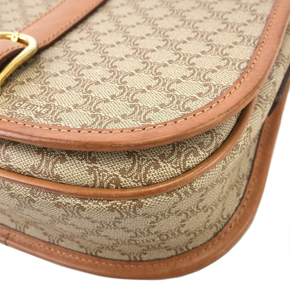 CELINE Macadam  PVC Leather Crossbody Shoulder bag Beige Vintage kshxk6