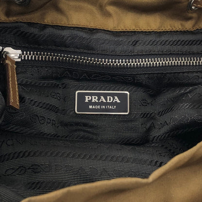 PRADA Tessuto Triangle Logo Double Pocket Handbag Shoulder bag Beige Vintage cgzz8n