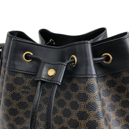 CELINE Macadam Blason Drawstring Shoulder bag Black Vintage ruunby
