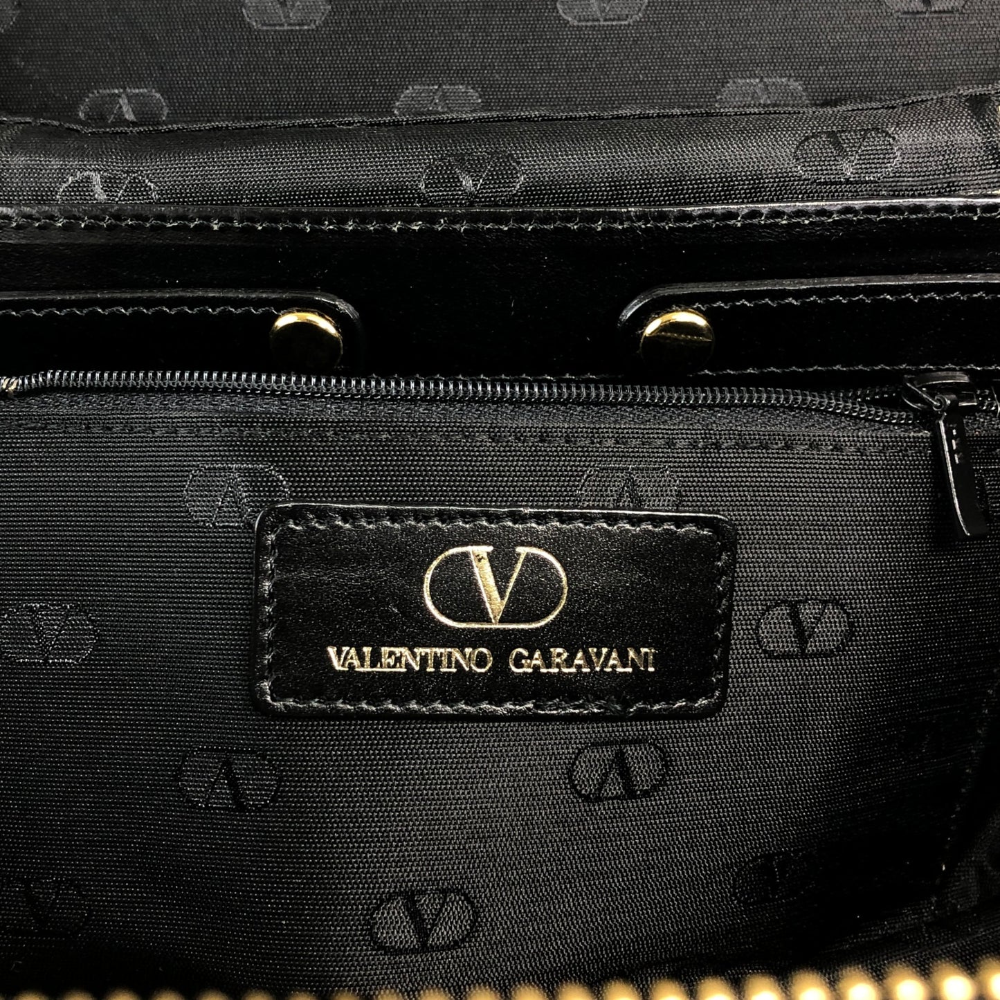 VALENTINO GARAVANI Logo Charm Two-way Handbag Shoulder bag Black Vintage 58zrvp