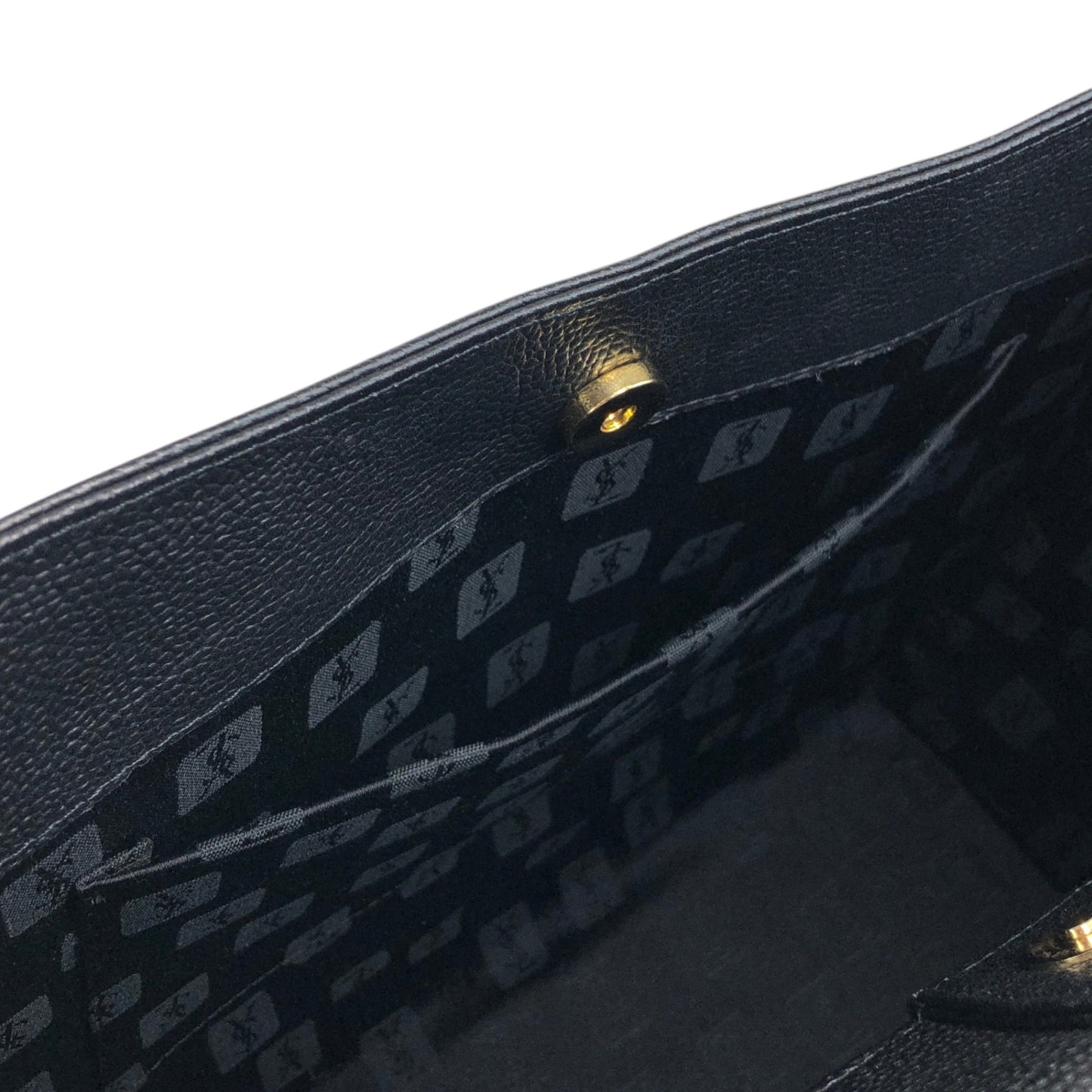 Yves Saint Laurent YSL Logo Top Handle Handbag Black Vintage heismg