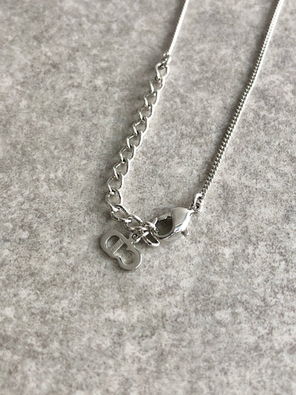 Christian Dior Logo Motif Necklace Silver Vintage 756hyr
