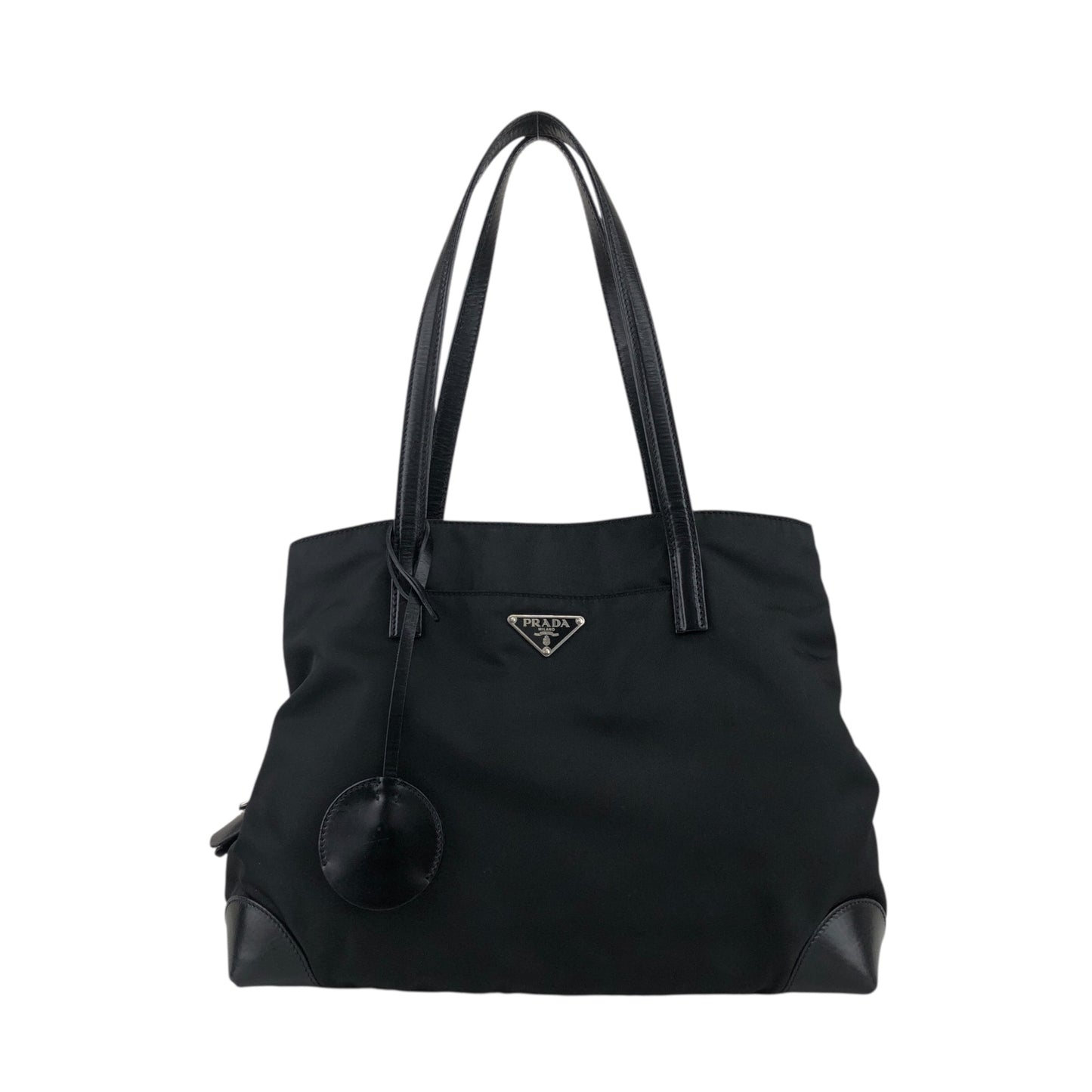 PRADA Tessuto Triangle Logo Totebag Black Vintage nz73vd