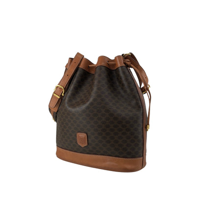 CELINE Macadam Blason Drawstring Shoulder bag Brown Vintage ywg4rj