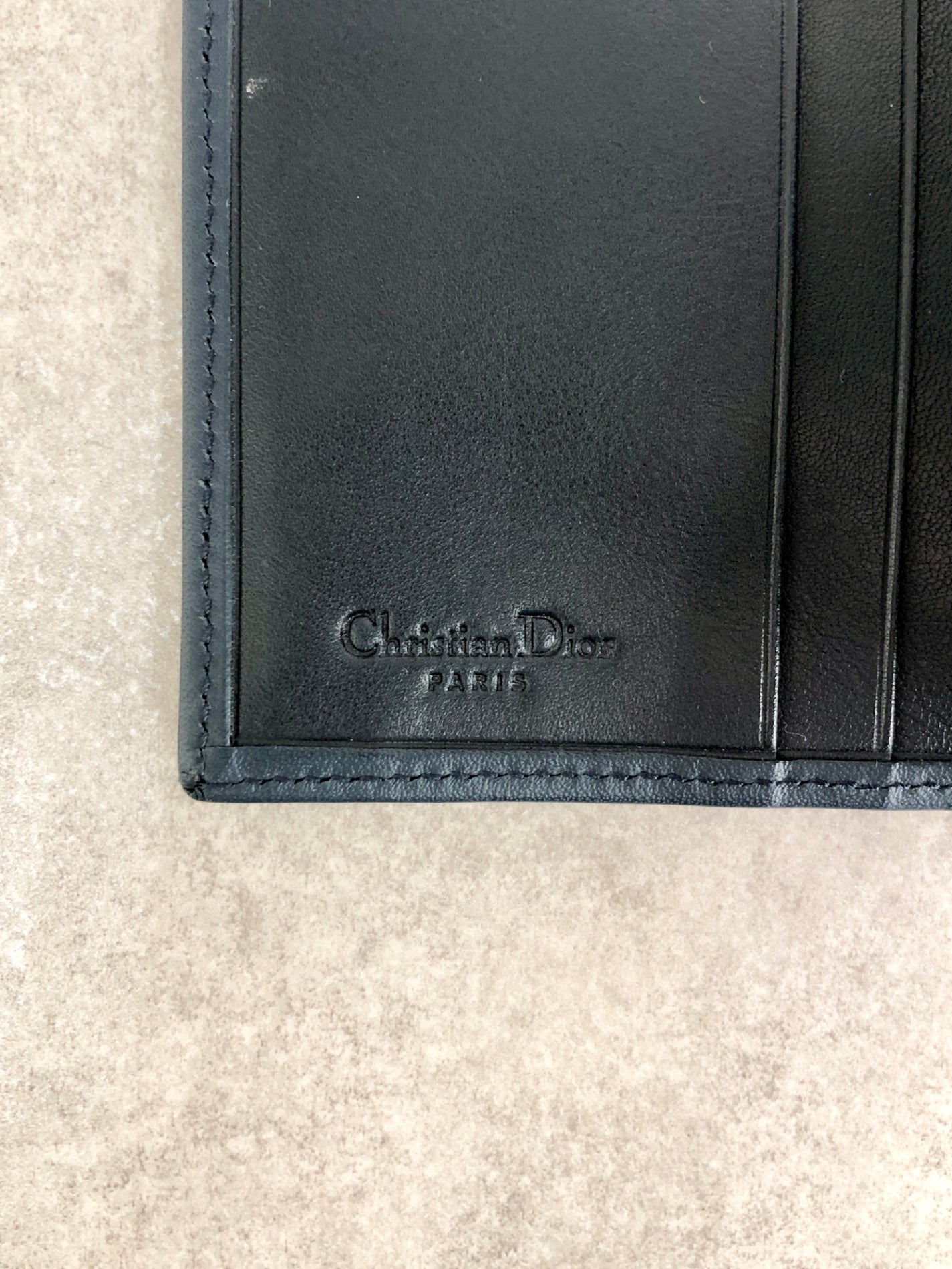 Christian Dior Logo Folded Wallet Navy Vintage cc3tdf
