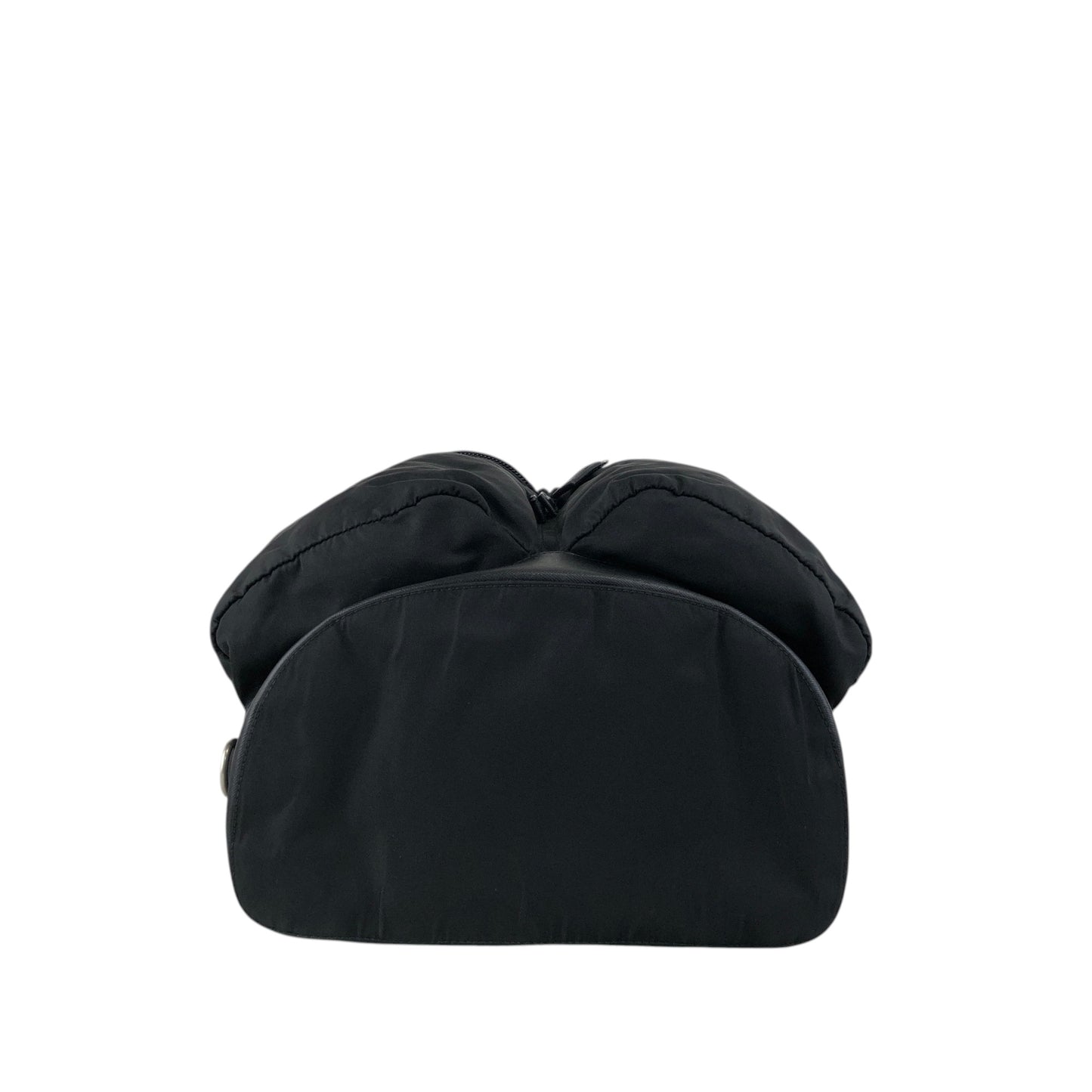 PRADA Tessuto Triangle Logo Front Buckle Double Pocket  Backpack Black Vintage ept4gf