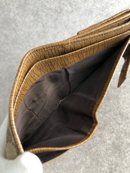 GUCCI Bamboo GG Canvas Folded Wallet Brown Vintage nex8st