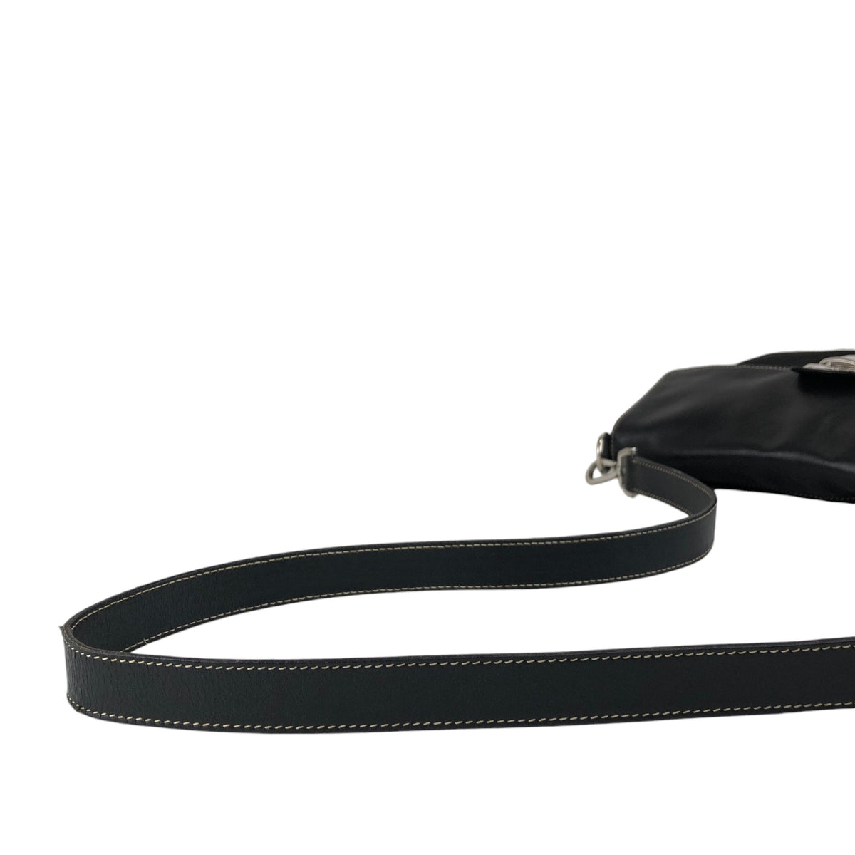 PRADA Triangle Logo Push lock Shoulder bag Black Vintage kcukna