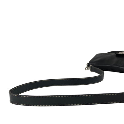 PRADA Triangle Logo Push lock Shoulder bag Black Vintage kcukna